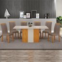 Ver imagem 7 de Conjunto Sala de Jantar Doha 1,60m Tampo Copo Off White com 6 Cadeiras Cinamomo/Off/Joli Camurça