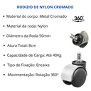 Ver imagem 3 de Rodizio Nylon Cromado P/ Cadeira Escritório Ergonômico