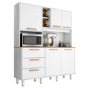 Ver imagem 1 de Kit Cozinha 5 Portas 3 Gavetas 161 cm Mari Branco Absoluto Zanz