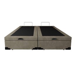Cama Box Baú Blindado Queen Bipartido HomeQueen Suede Bege 41x158x198 - 2