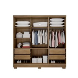 Guarda Roupa Solteiro com Pés 6 Portas 4 Gavetas - Milly-Cumaru/Fendi - Móveis Novo Horizonte - 4 Guarda Roupa Solteiro com Pés 6 Portas 4 Gavetas - Milly-Cumaru/Fendi - Móveis Novo Horizonte - 4