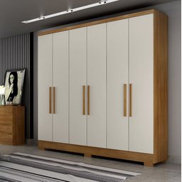 Guarda Roupa Solteiro com Pés 6 Portas 4 Gavetas - Milly-Cumaru/Fendi - Móveis Novo Horizonte - 2 Guarda Roupa Solteiro com Pés 6 Portas 4 Gavetas - Milly-Cumaru/Fendi - Móveis Novo Horizonte - 2