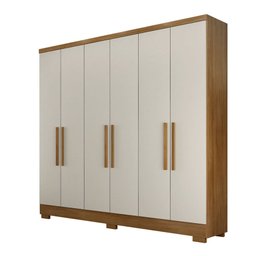 Guarda Roupa Solteiro com Pés 6 Portas 4 Gavetas - Milly-Cumaru/Fendi - Móveis Novo Horizonte - 1 Guarda Roupa Solteiro com Pés 6 Portas 4 Gavetas - Milly-Cumaru/Fendi - Móveis Novo Horizonte - 1