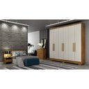 Ver imagem 3 de Guarda Roupa Solteiro com Pés 6 Portas 4 Gavetas - Milly-Cumaru/Fendi - Móveis Novo Horizonte