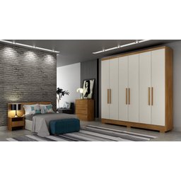 Guarda Roupa Solteiro com Pés 6 Portas 4 Gavetas - Milly-Cumaru/Fendi - Móveis Novo Horizonte - 3 Guarda Roupa Solteiro com Pés 6 Portas 4 Gavetas - Milly-Cumaru/Fendi - Móveis Novo Horizonte - 3