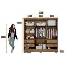 Guarda Roupa Solteiro com Pés 6 Portas 4 Gavetas - Milly-Cumaru/Fendi - Móveis Novo Horizonte - 5 Guarda Roupa Solteiro com Pés 6 Portas 4 Gavetas - Milly-Cumaru/Fendi - Móveis Novo Horizonte - 5