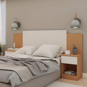 Cabeceira Extensível Cama Casal ou Queen C/2 Mesas de Cabeceira 0590 Roma Genialflex