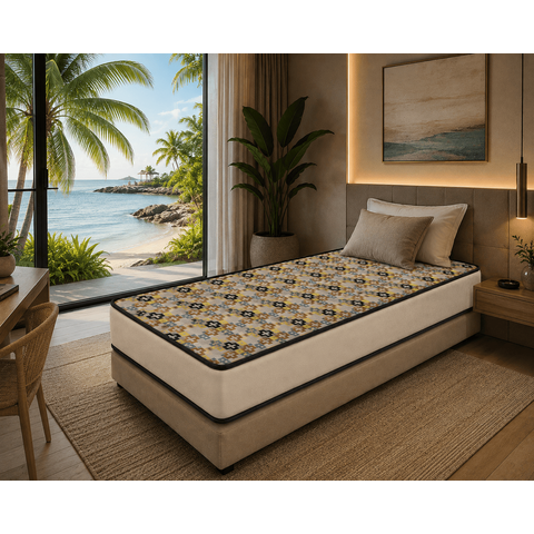 Colchão Solteiro D28 88x188x14cm Dupla Face Bordado Confortável Borda Bege
