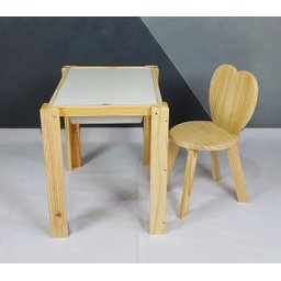 Kit Mesa Sensorial com Tampo + Bandejas + Cadeira Coração Pinus - 2