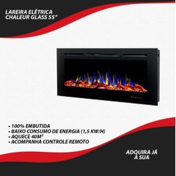 Lareira Eletrica, Tela 55", Tensao 220v, Frequencia 60hz, Potencia 1500w, Ipxo, Classe I - Cor Preta - 6