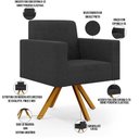 Ver imagem 4 de Kit 02 Poltronas Giratórias Sala de Estar Base de Madeira Helô L02 Bouclê Preto - Lyam Decor