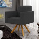 Ver imagem 2 de Kit 02 Poltronas Giratórias Sala de Estar Base de Madeira Helô L02 Bouclê Preto - Lyam Decor