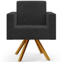 Ver imagem 6 de Kit 02 Poltronas Giratórias Sala de Estar Base de Madeira Helô L02 Bouclê Preto - Lyam Decor