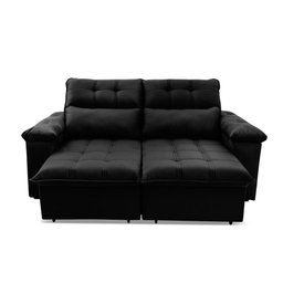 Sofá Retrátil/reclinável Verona 2,00m Suede Velut Preto C/ Molas no Assento - King House - 5