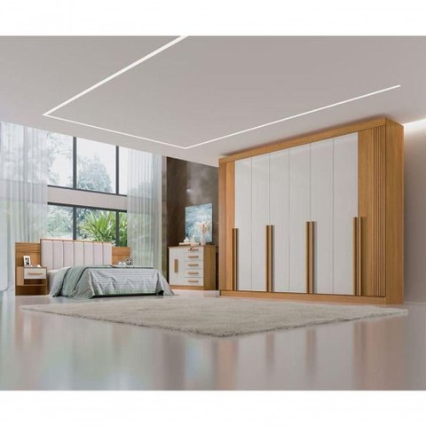 Guarda Roupa Casal 8 Gavetas - Daymont-cinamomo-off White - Móveis D'doro