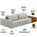 Ver imagem 4 de Sofá Ilha Modular para Sala 252cm com Puff Dublin K01 Linho Cinza Sintético Caramelo - Lyam Decor