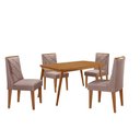 Ver imagem 2 de Mesa de Jantar Copper 120cm Tampo Mdf 4 Cadeiras Moderna Linho Capuccino/naturale/naturale