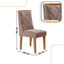 Ver imagem 3 de Mesa de Jantar Copper 120cm Tampo Mdf 4 Cadeiras Moderna Linho Capuccino/naturale/naturale