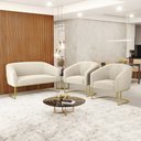 Ver imagem 2 de Namoradeira e 2 Poltronas Industrial Dourado Stella Bouclê D03 - D'Rossi