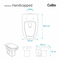 Assento Sanitario Poliester Handicapped Branco para vaso Celite (PNE) - 2