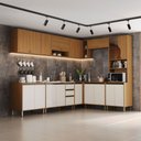 Ver imagem 1 de Cozinha Completa Venaly 18 Portas 2 Gavetas com Vidro Cinamomo/Off White - Henn