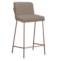 Banqueta Alta Com Encosto Drika Industrial Cozinha Bistrô Ferro Bronze Corino Bege - 2 Banqueta Alta Com Encosto Drika Industrial Cozinha Bistrô Ferro Bronze Corino Bege - 2