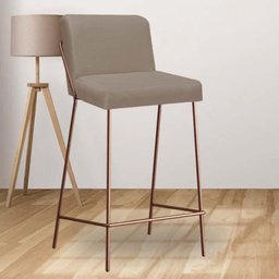 Banqueta Alta Com Encosto Drika Industrial Cozinha Bistrô Ferro Bronze Corino Bege - 1 Banqueta Alta Com Encosto Drika Industrial Cozinha Bistrô Ferro Bronze Corino Bege - 1