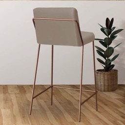 Banqueta Alta Com Encosto Drika Industrial Cozinha Bistrô Ferro Bronze Corino Bege - 3 Banqueta Alta Com Encosto Drika Industrial Cozinha Bistrô Ferro Bronze Corino Bege - 3