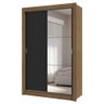 Guarda-roupa Solteiro 2 Portas de Correr com Espelho 4 Gavetas Rustic/preto Vivare Plus Madesa - 2