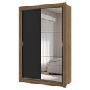 Ver imagem 3 de Guarda-roupa Solteiro 2 Portas de Correr com Espelho 4 Gavetas Rustic/preto Vivare Plus Madesa