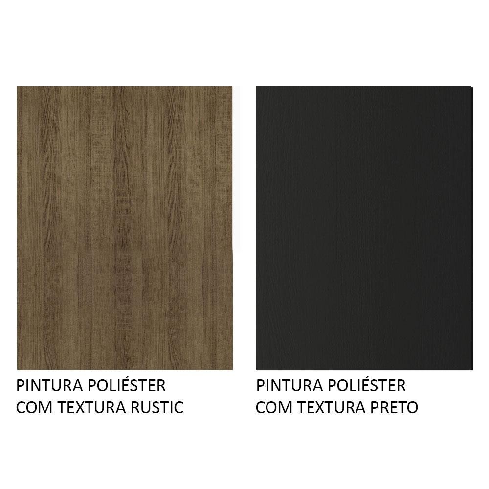 Guarda-roupa Solteiro 2 Portas de Correr com Espelho 4 Gavetas Rustic/preto Vivare Plus Madesa - 10