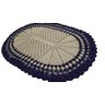 Tapete de Crochê Oval Branco e Azul Artesanal - 1