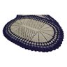 Tapete de Crochê Oval Branco e Azul Artesanal - 4