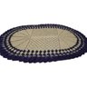 Tapete de Crochê Oval Branco e Azul Artesanal - 2
