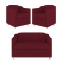 Ver imagem 2 de Kit 2 Poltronas Decorativas Tilla + Namoradeira Sala De Estar Cor:Marsala