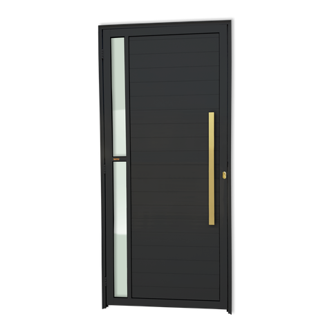 Porta Lambril Visione c/Puxador D. Super Preto Dourado 100 Brimak