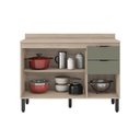 Ver imagem 2 de Balcão Armário Cozinha Modulada C Tampo 2 Cavetas 3 Portas:avena/menta