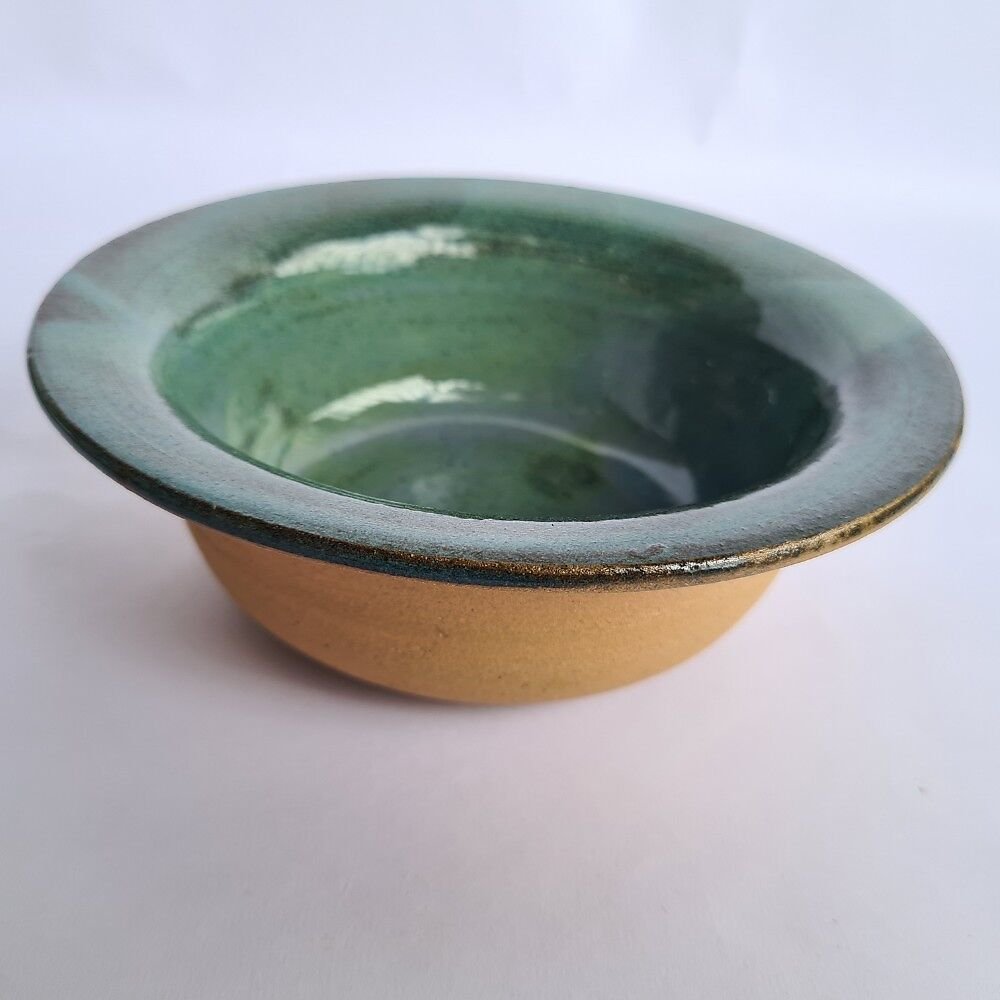 Bowl com aba Azul esverdeado de cerâmica para sopa e salada - 2