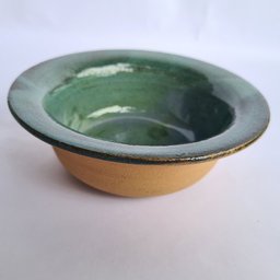 Bowl com aba Azul esverdeado de cerâmica para sopa e salada - 2