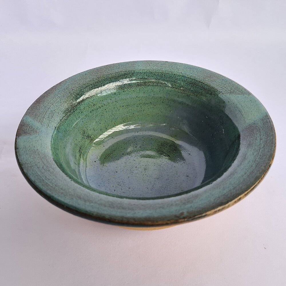 Bowl com aba Azul esverdeado de cerâmica para sopa e salada - 6