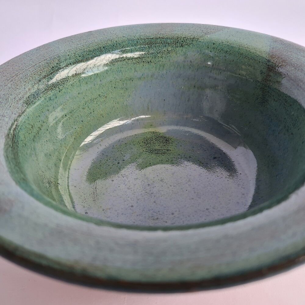 Bowl com aba Azul esverdeado de cerâmica para sopa e salada - 9
