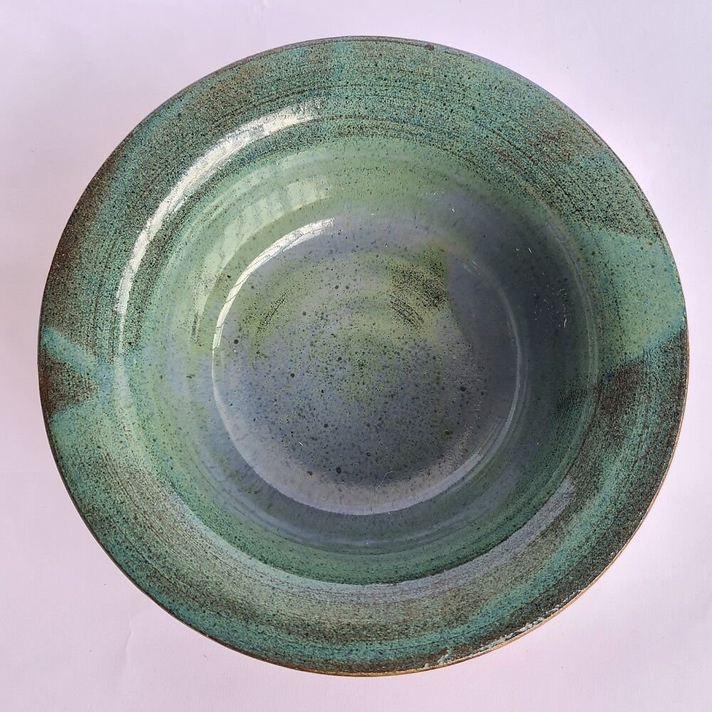 Bowl com aba Azul esverdeado de cerâmica para sopa e salada - 3
