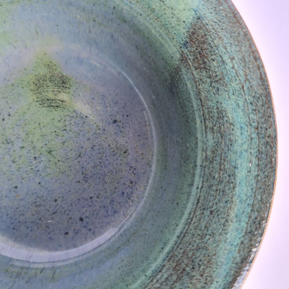 Bowl com aba Azul esverdeado de cerâmica para sopa e salada - 8