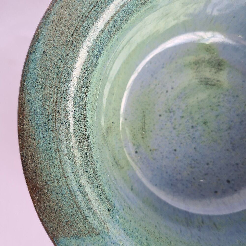Bowl com aba Azul esverdeado de cerâmica para sopa e salada - 7