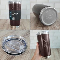 Copo Térmico Glück 591ml Aço Inox Copo Para Cerveja Café Com Tampa Abre Fecha Hammer Tobacco - 7