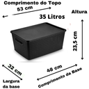Ver imagem 1 de Caixa Organizadora Rattan Grande com Tampa 35 Litros Preto