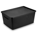 Ver imagem 2 de Caixa Organizadora Rattan Grande com Tampa 35 Litros Preto