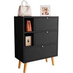 Sapateira Classic com 2 Portas e 1 Gaveta - Preto - 1
