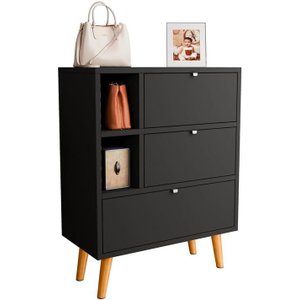 Sapateira Classic com 2 Portas e 1 Gaveta - Preto