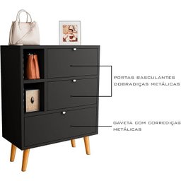 Sapateira Classic com 2 Portas e 1 Gaveta - Preto - 5